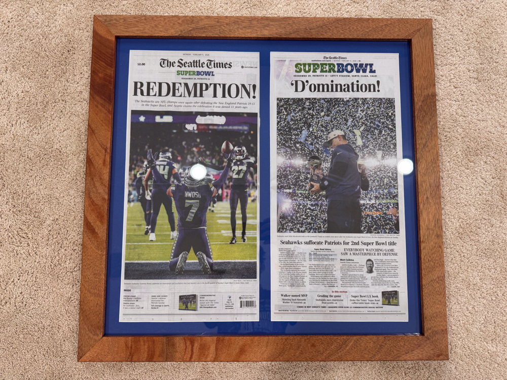 Seahawks Newspaper Frames