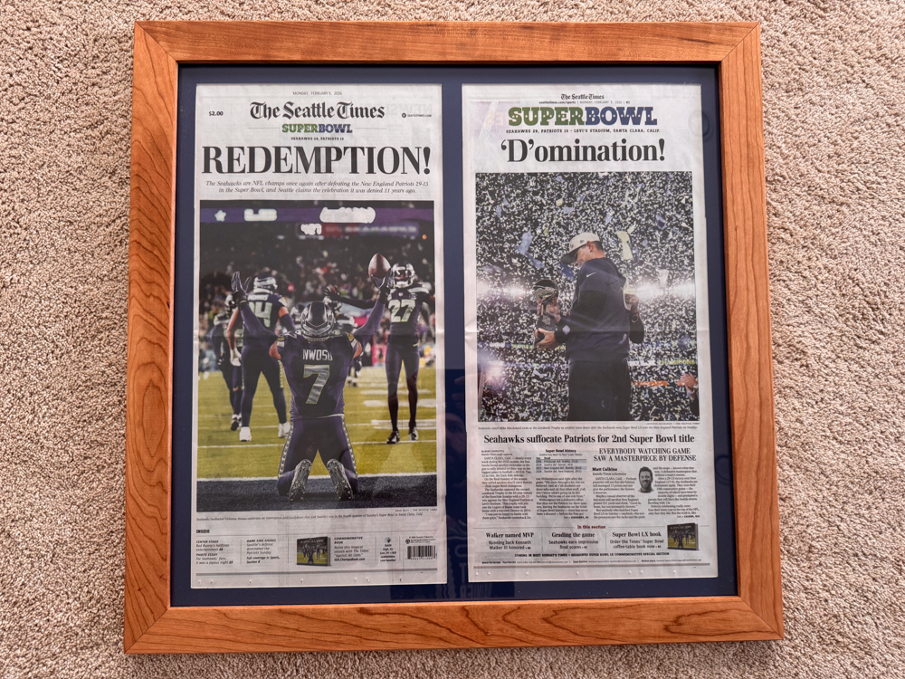 Seahawks Newspaper Frames